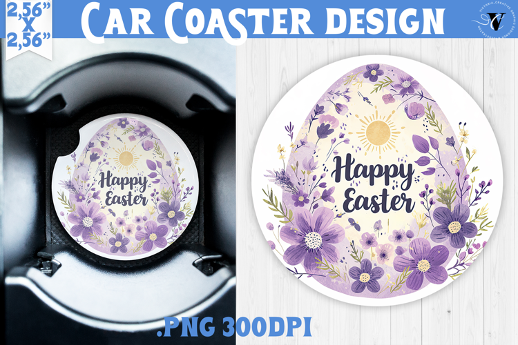 Car Coaster | Watercolor Egg | Happy Easter
