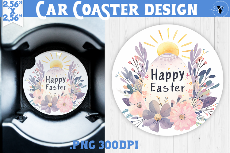 Car Coaster | Watercolor Egg | Happy Easter