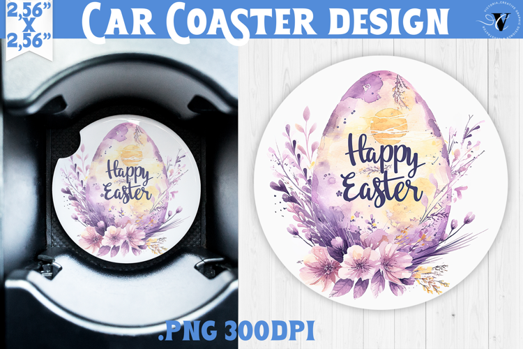Car Coaster | Watercolor Egg | Happy Easter