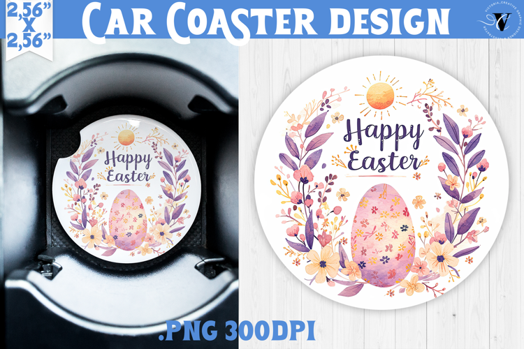 Car Coaster | Watercolor Egg | Happy Easter