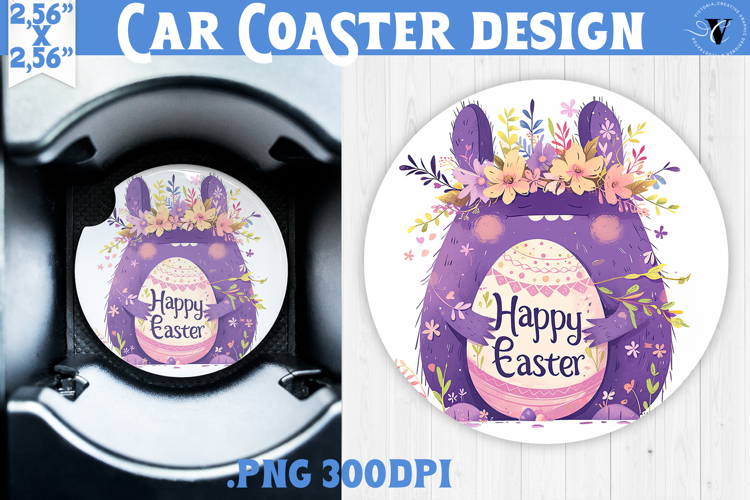 Car Coaster | Watercolor Troll | Happy Easter