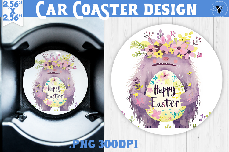 Car Coaster | Watercolor Troll | Happy Easter