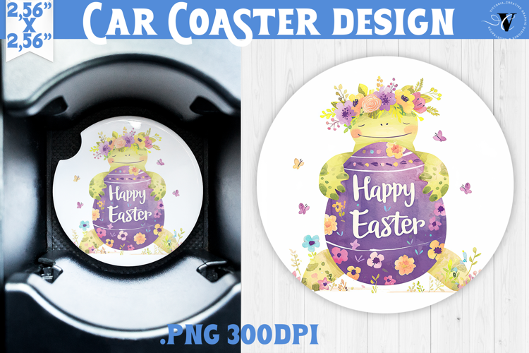Car Coaster | Watercolor Turtle | Happy Easter