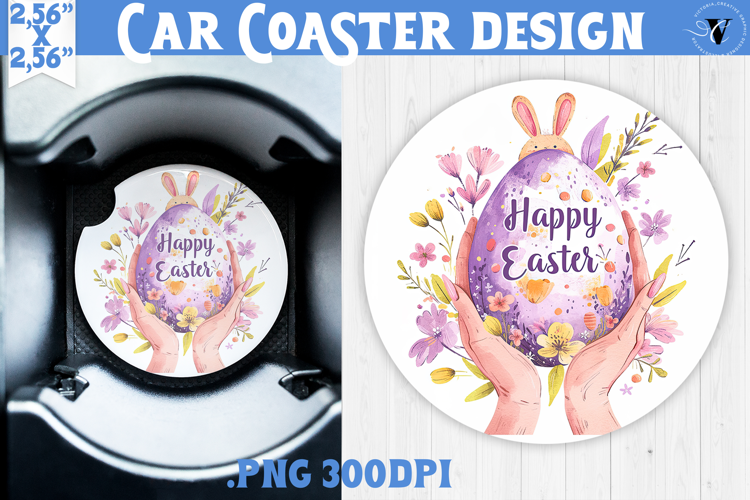 Car Coaster | Watercolor Egg | Happy Easter
