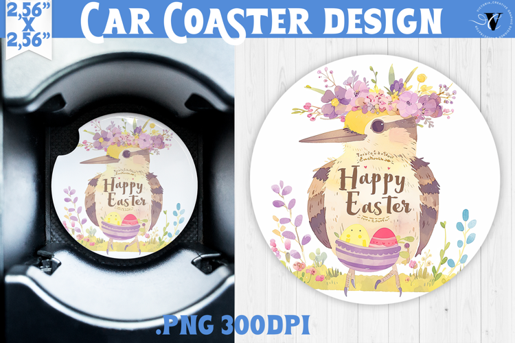 Car Coaster | Watercolor Woodpecker | Happy Easter