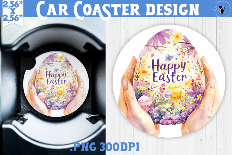 Car Coaster | Watercolor Egg | Happy Easter
