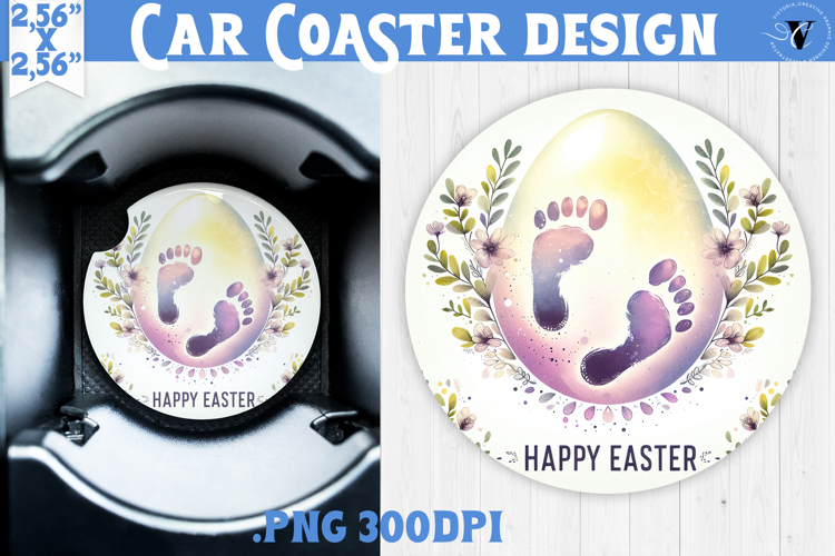 Car Coaster | Watercolor Egg | Happy Easter