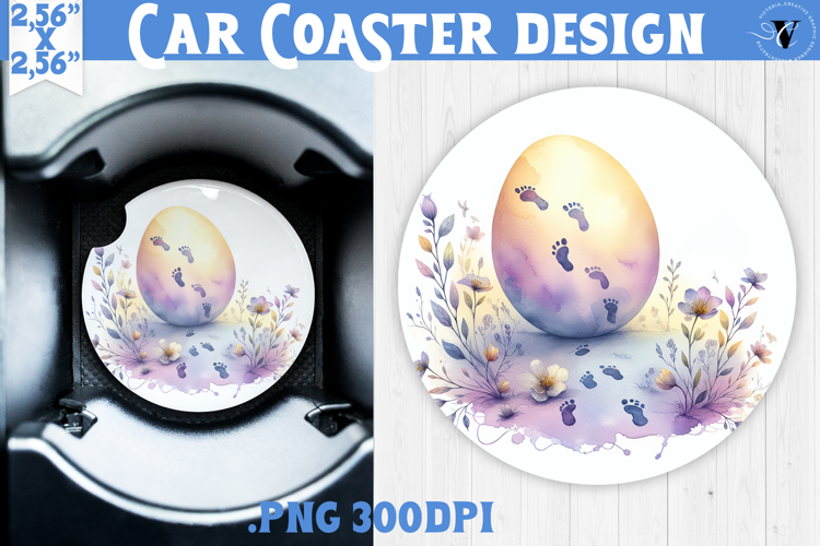 Car Coaster | Watercolor Egg | Happy Easter