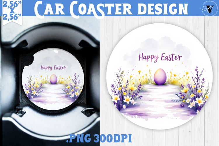 Car Coaster | Watercolor Egg | Happy Easter
