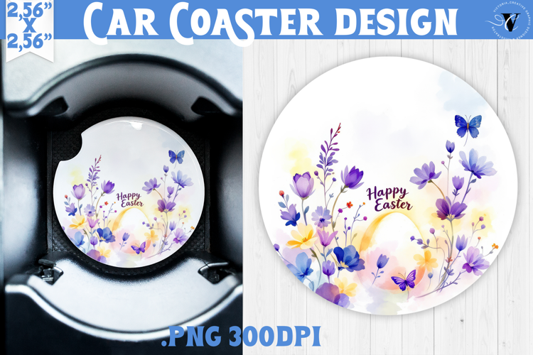 Car Coaster | Watercolor Egg | Happy Easter