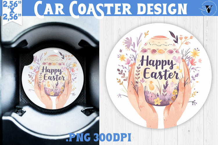 Car Coaster | Watercolor Egg | Happy Easter
