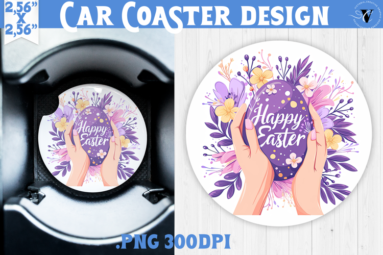 Car Coaster | Watercolor Egg | Happy Easter