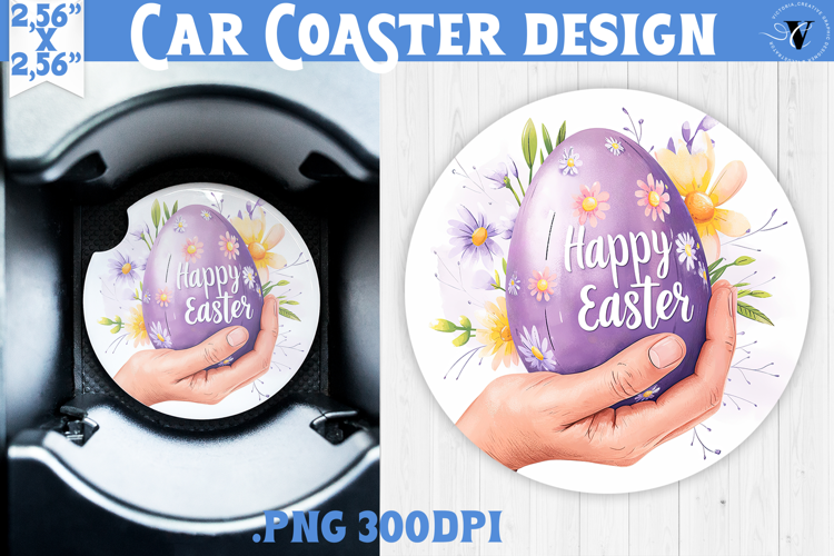 Car Coaster | Watercolor Egg | Happy Easter