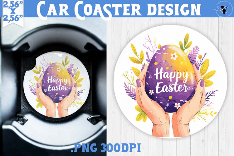 Car Coaster | Watercolor Egg | Happy Easter