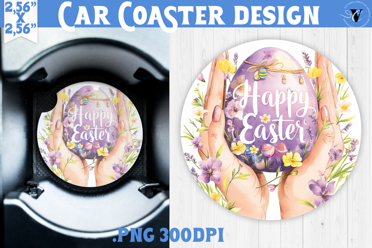 Car Coaster | Watercolor Egg | Happy Easter