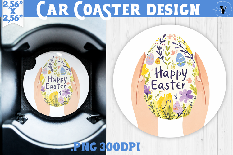 Car Coaster | Watercolor Egg | Happy Easter