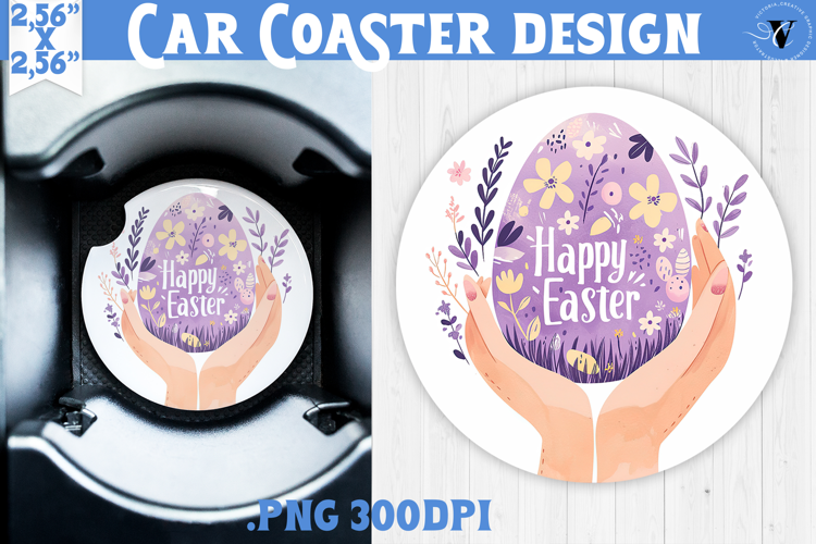 Car Coaster | Watercolor Egg | Happy Easter