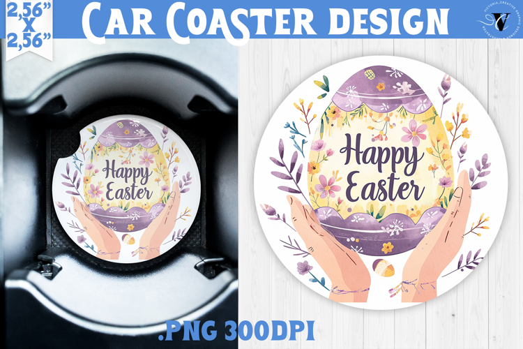 Car Coaster | Watercolor Egg | Happy Easter