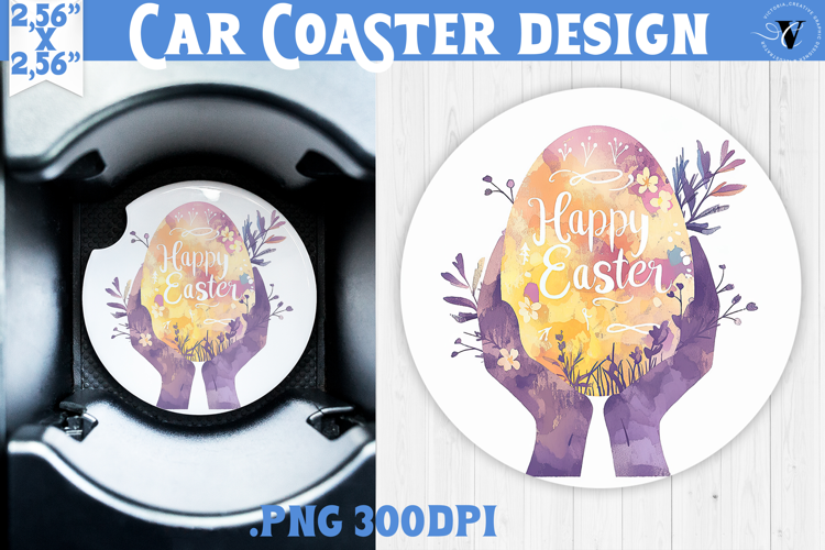 Car Coaster | Watercolor Egg | Happy Easter