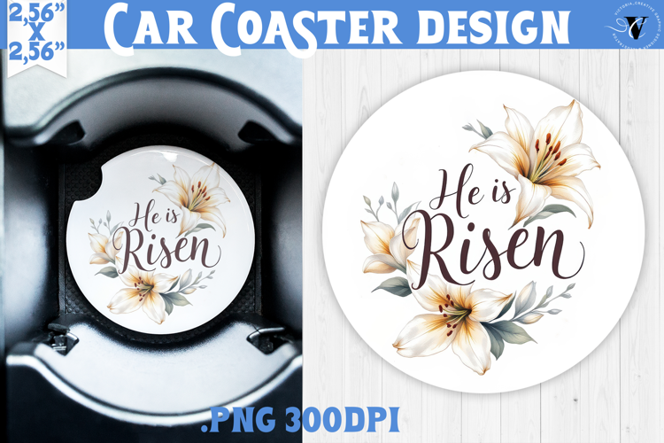 Car Coaster | Watercolor Flowers | Happy Easter