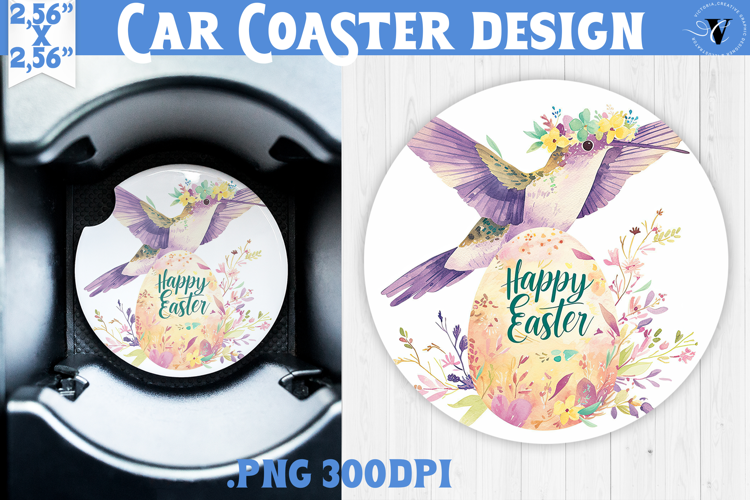 Car Coaster | Watercolor Hummingbird | Happy Easter
