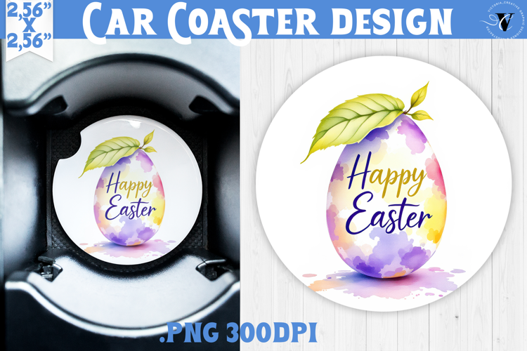 Car Coaster | Watercolor Egg | Happy Easter