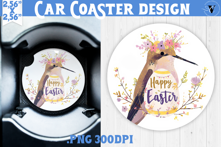 Car Coaster | Watercolor Hummingbird | Happy Easter