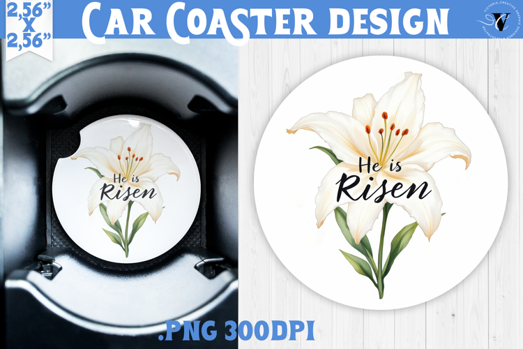 Car Coaster | Watercolor Flowers | Happy Easter