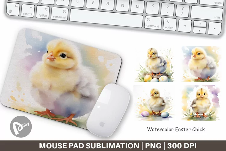 Mouse Pad Watercolor Easter Chick