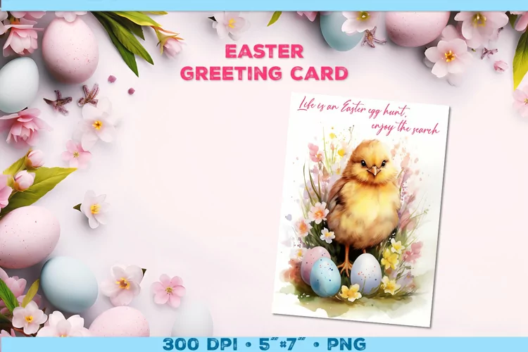 Watercolor Chick Easter Greeting Card with Easter wishes