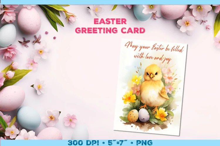Watercolor Chick Easter Greeting Card with Easter wishes