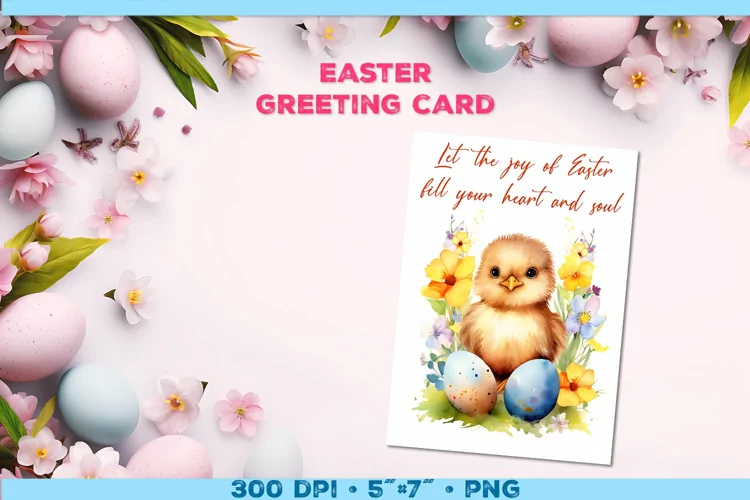 Watercolor Chick Easter Greeting Card with Easter wishes