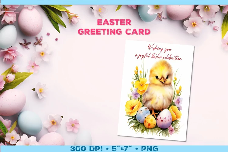 Watercolor Chick Easter Greeting Card with Easter wishes