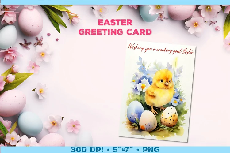 Watercolor Chick Easter Greeting Card with Easter wishes