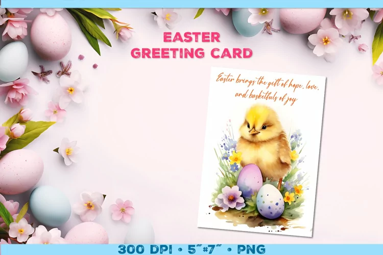 Watercolor Chick Easter Greeting Card with Easter wishes