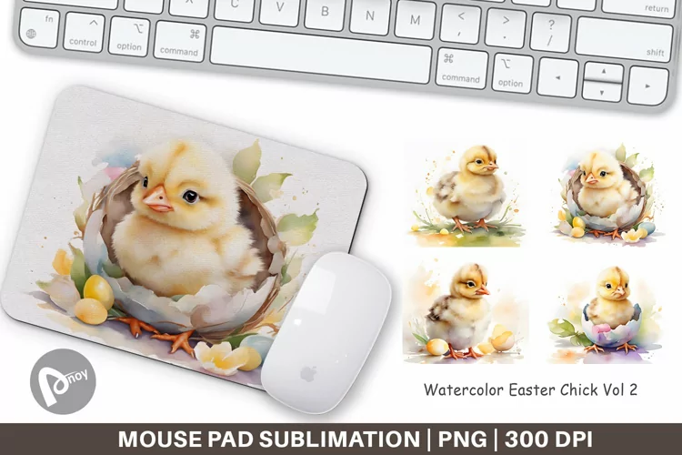 Mouse Pad Watercolor Easter Chick
