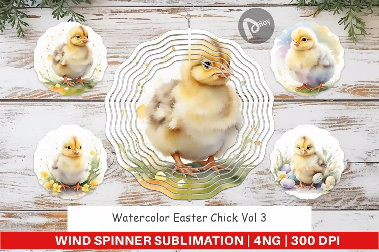 Wind Spinner Watercolor Easter Chick