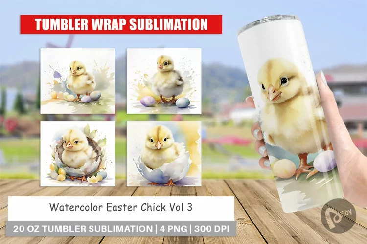Tumbler Wrap Watercolor Easter Chick