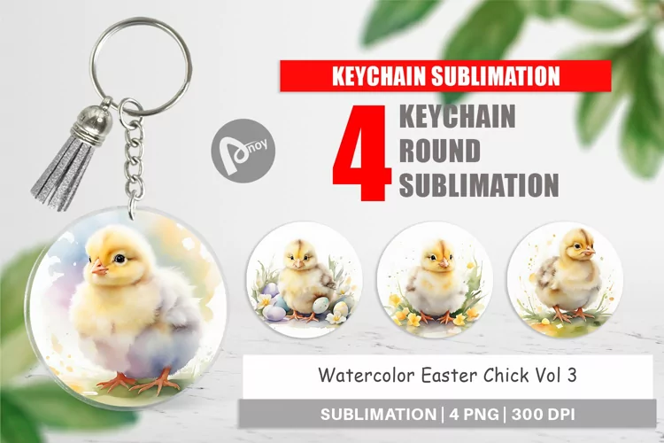 Keychain Watercolor Easter Chick