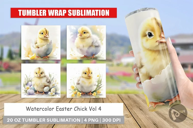 Tumbler Wrap Watercolor Easter Chick