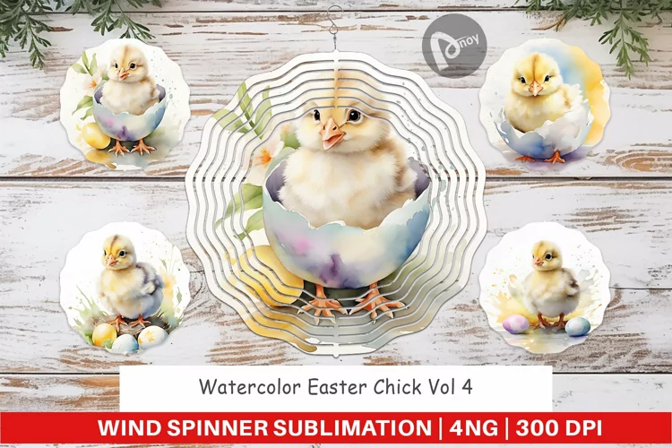 Wind Spinner Watercolor Easter Chick
