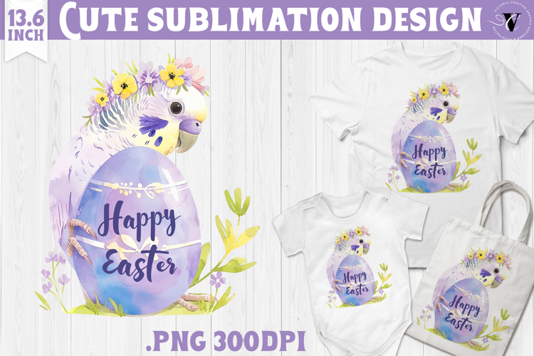 Watercolor Parrot | Easter clipart | Happy Easter example image 1