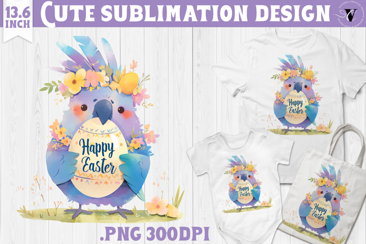 Watercolor Parrot | Easter clipart | Happy Easter example image 1