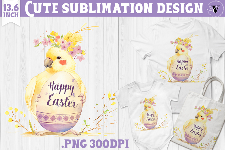 Watercolor Parrot | Easter clipart | Happy Easter example image 1