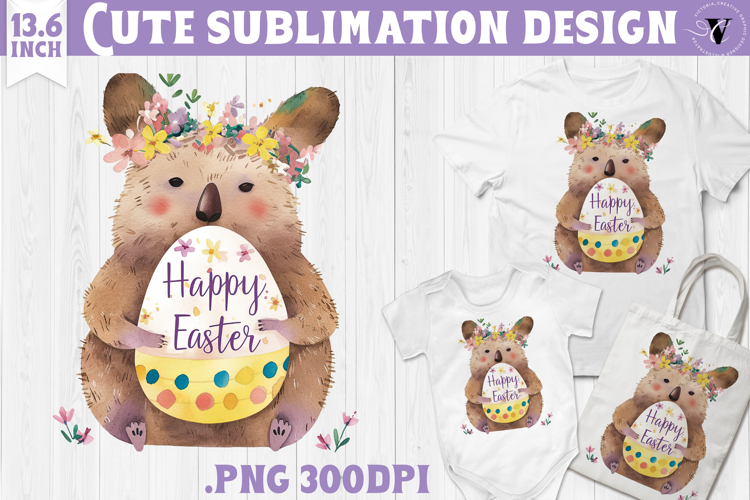 Watercolor Quokka | Easter clipart | Happy Easter example image 1