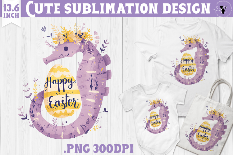 Watercolor Seahorse | Easter clipart | Happy Easter