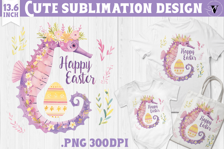 Watercolor Seahorse | Easter clipart | Happy Easter