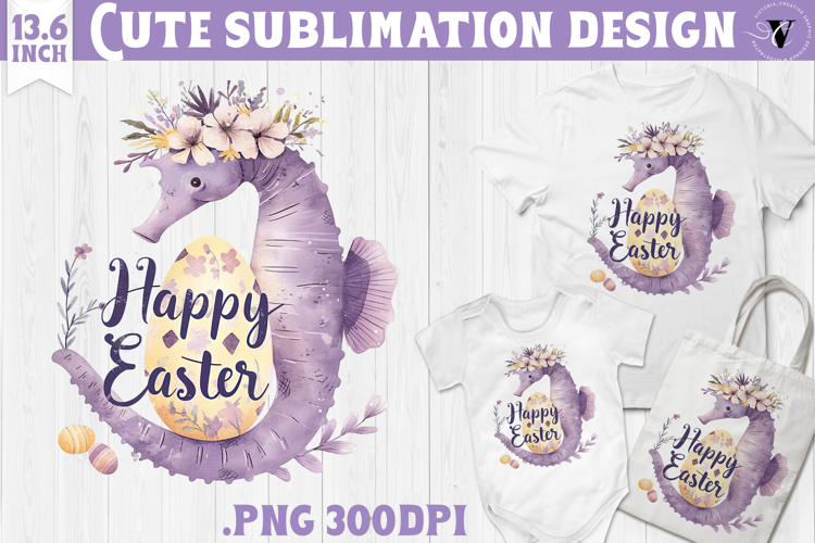Watercolor Seahorse | Easter clipart | Happy Easter