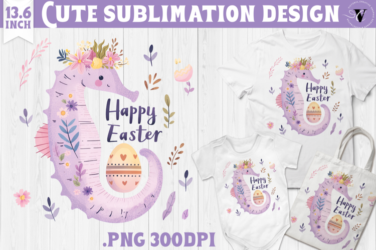 Watercolor Seahorse | Easter clipart | Happy Easter