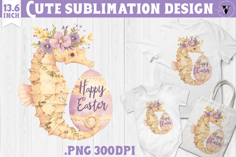 Watercolor Seahorse | Easter clipart | Happy Easter